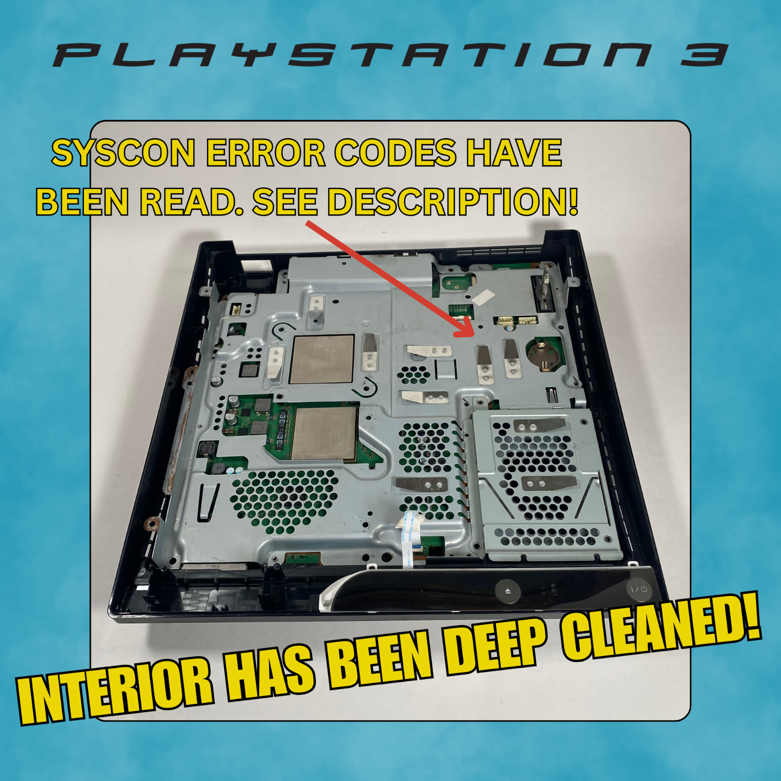 SONY PS3 CECH-2001A FOR PARTS Cleaned and Diagnosed + 2 FOR PARTS Controllers