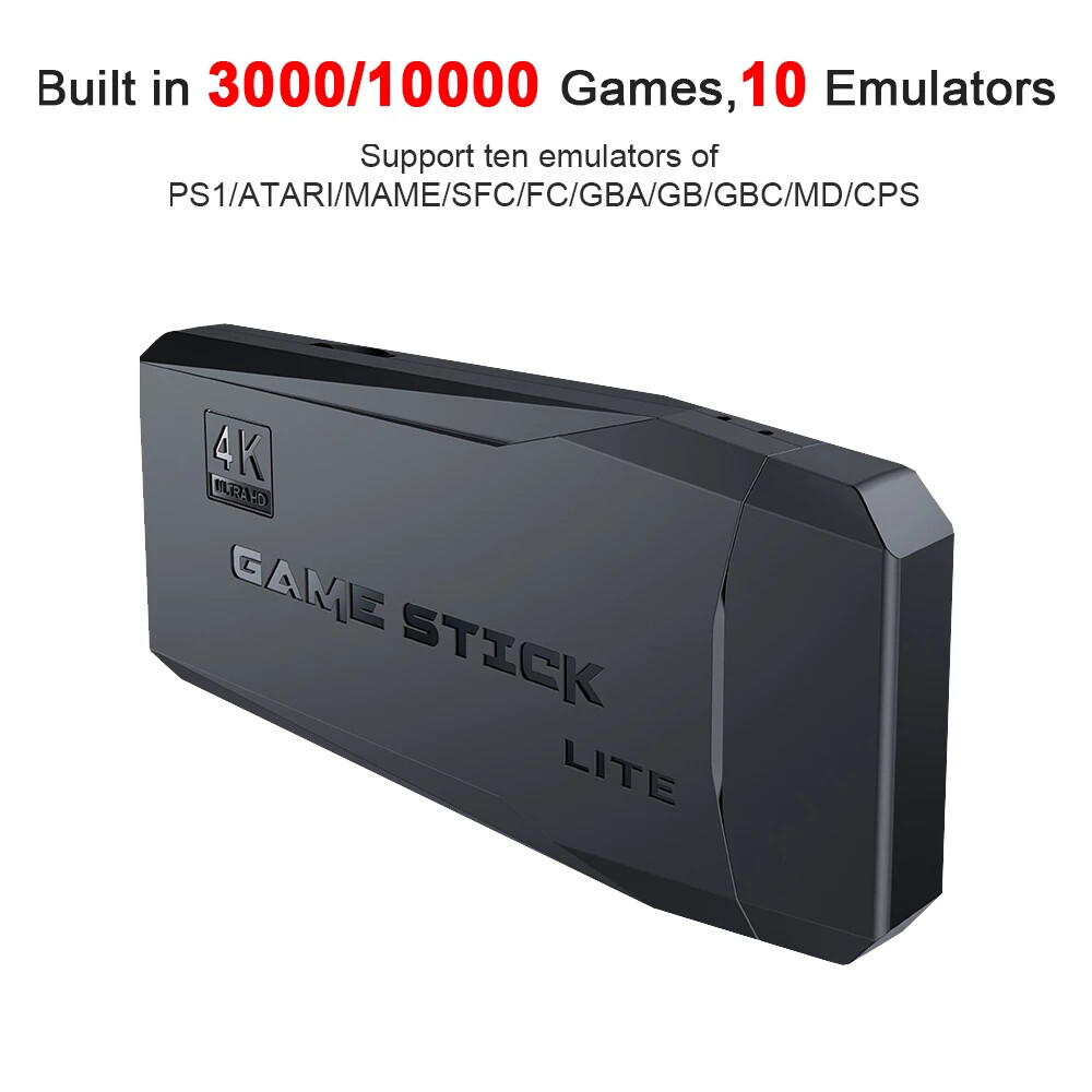 2.4G 4K Wireless HD TV Video Game Console 10000+Built-in Games+ 2 Gamepad USA