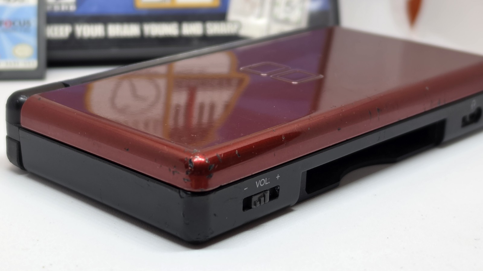 Nintendo DS Lite Crimson Red Console Bundle w/ Charger & 2 Games Tested Working