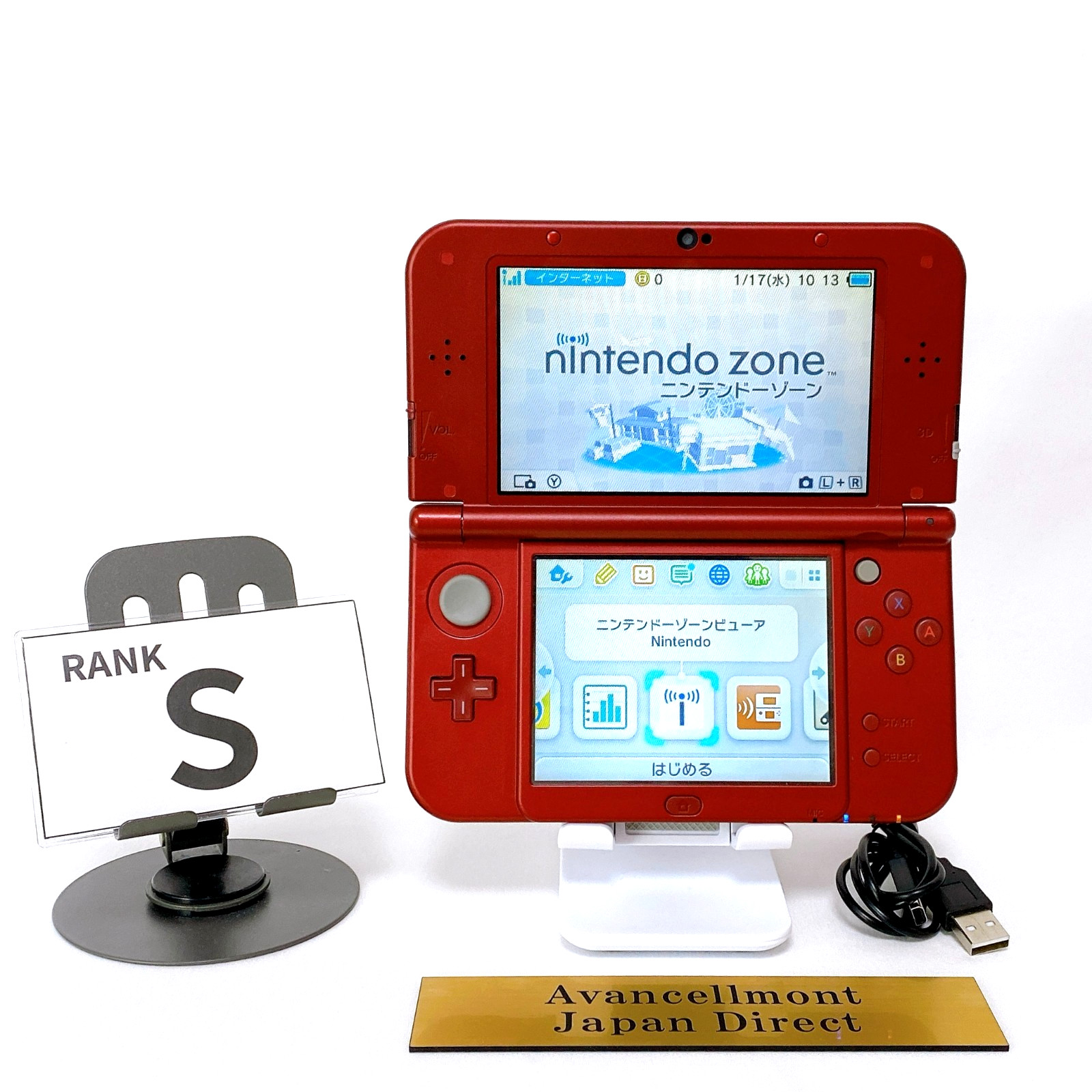 New Nintendo 3DS LL XL Metallic Red Console Stylus Japan Tested Working Rank S
