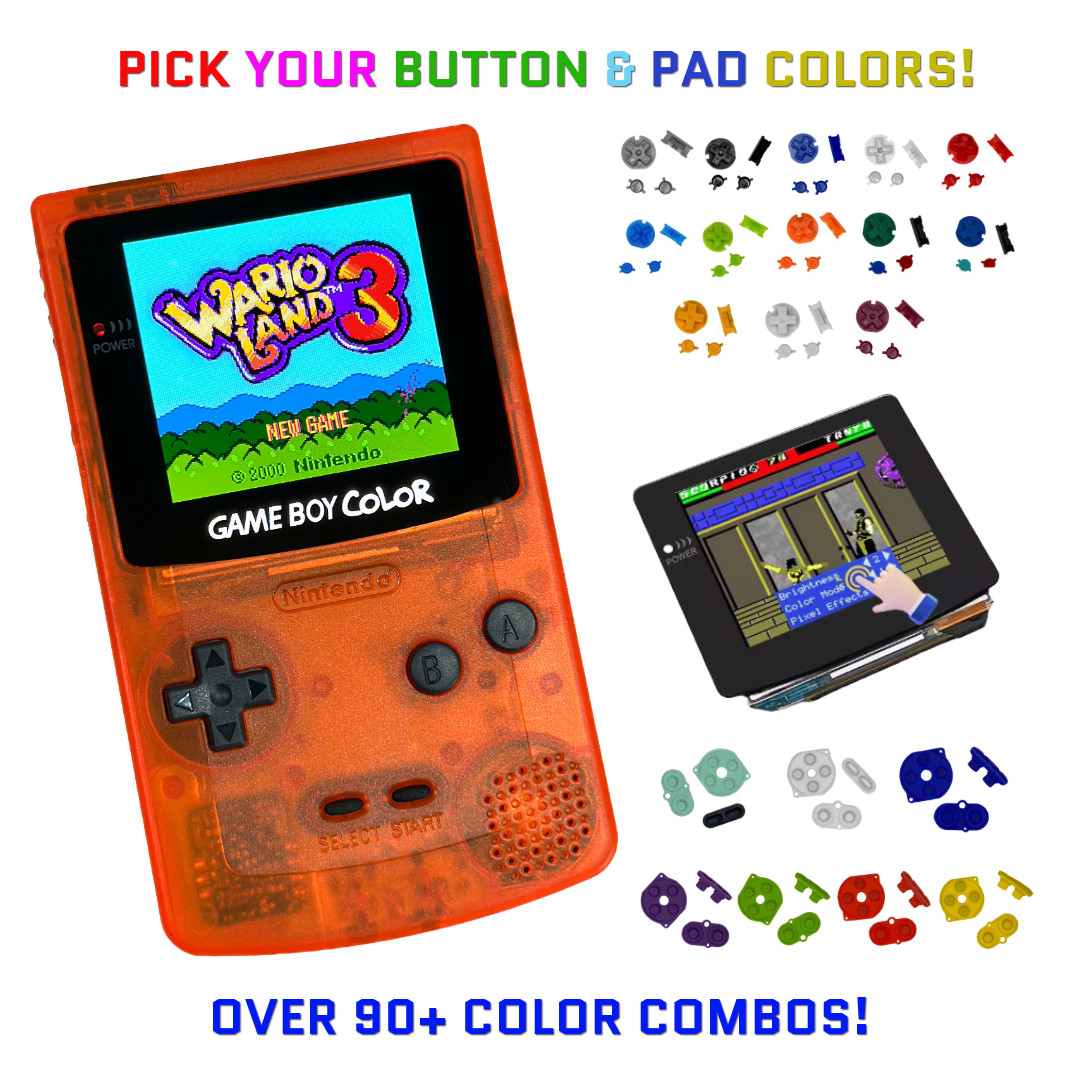 Nintendo Game Boy Color CLEAR ORANGE System GBC AMOLED OLED Q5 Touch LCD Buttons