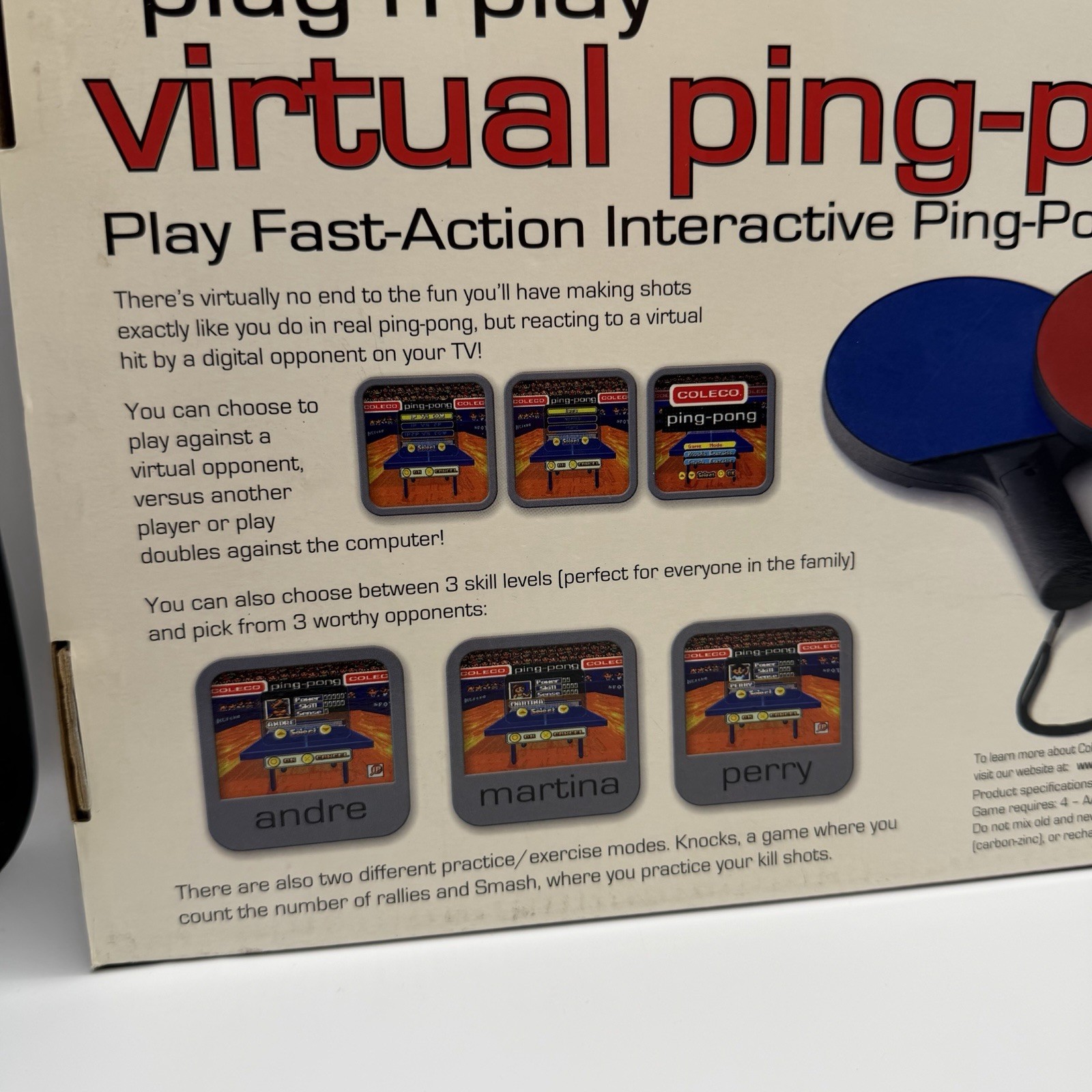 Coleco Plug-N-Play Virtual Ping-Pong Console Open Box New Tested