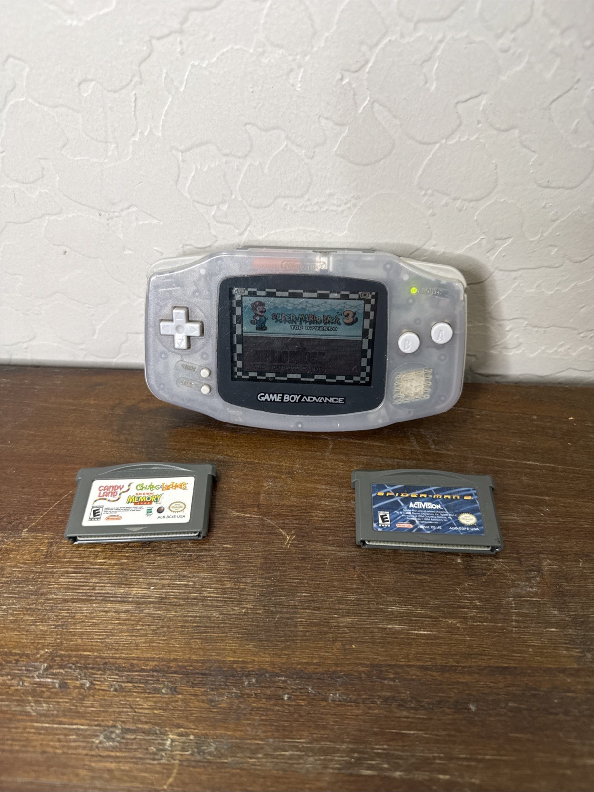 Nintendo Gameboy Advance Clear Glacier with 3 Games – Tested