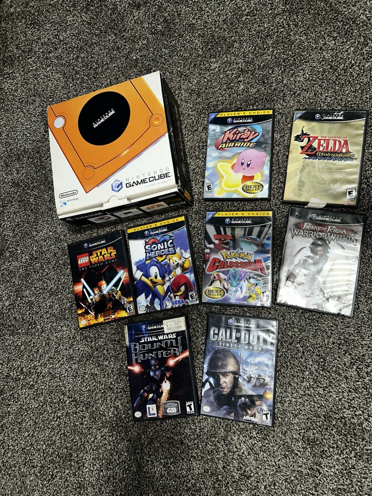 Nintendo GameCube Orange DOL-001 Game Console Tested US/Canada Discs Bundle