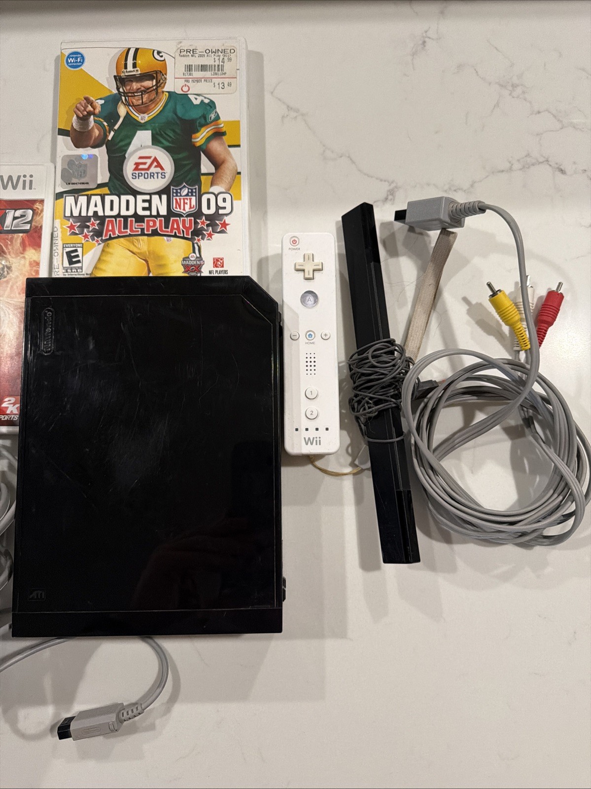 Nintendo Wii Black Console With Remote And Two Games Bundle Tested & Working