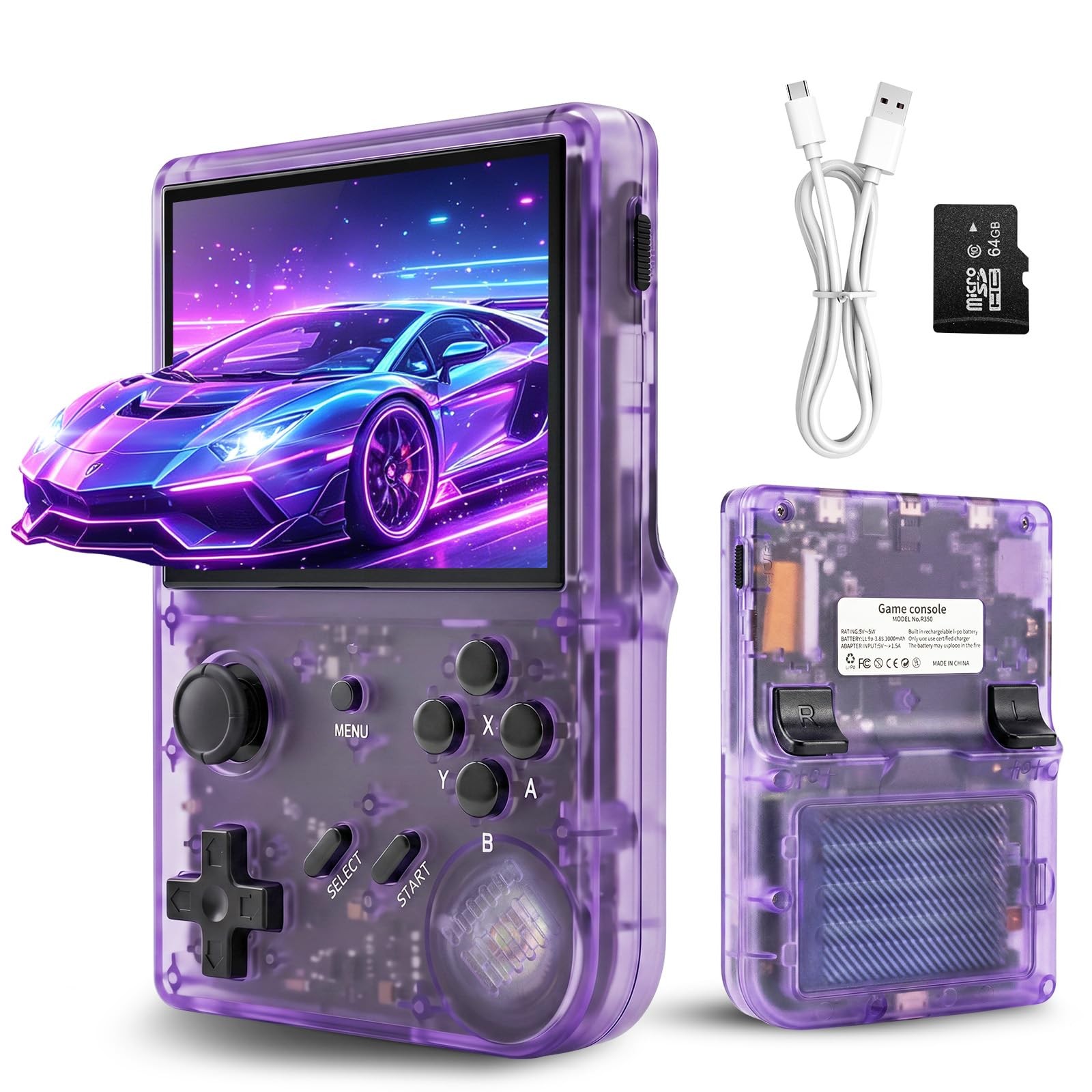 Retro Handheld Game Console with 2100+ Built-in Games, 64GB TF Card, 3.5-Inch…