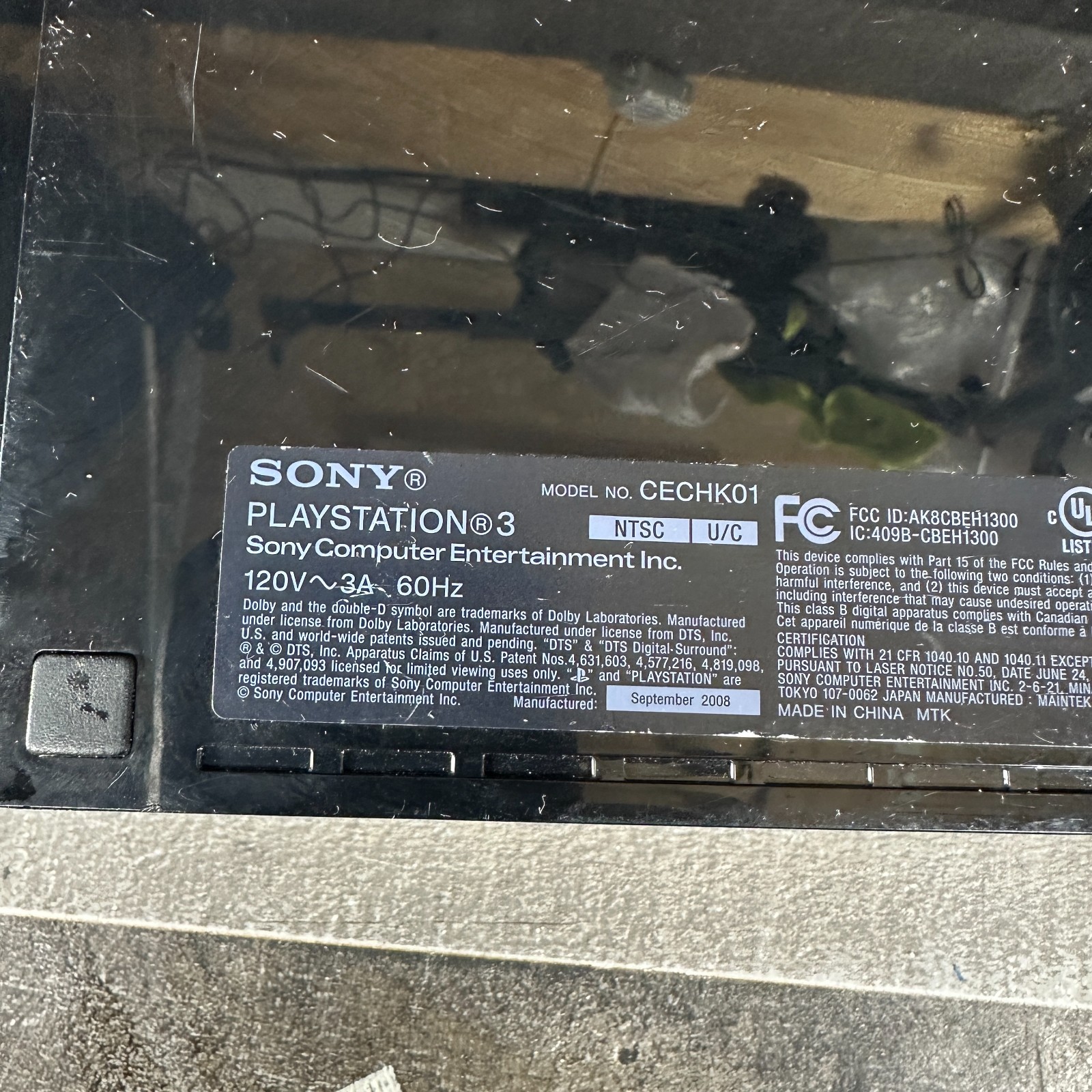 Sony Playstation 3 Console Model CECHK01 PS3 Black 80GB Works