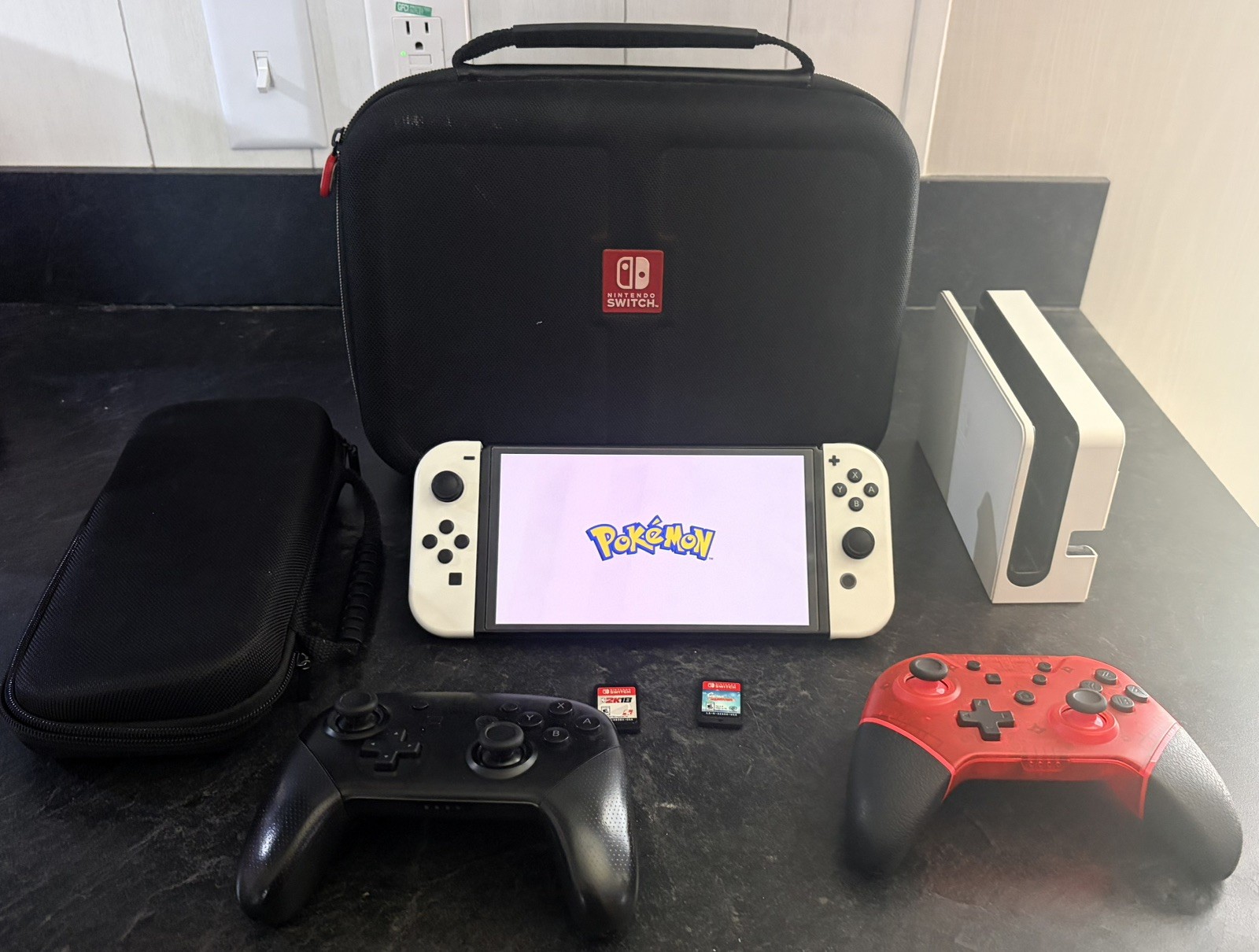 Nintendo Switch OLED Handheld Console 64GB White with Dock, Charger, Controller