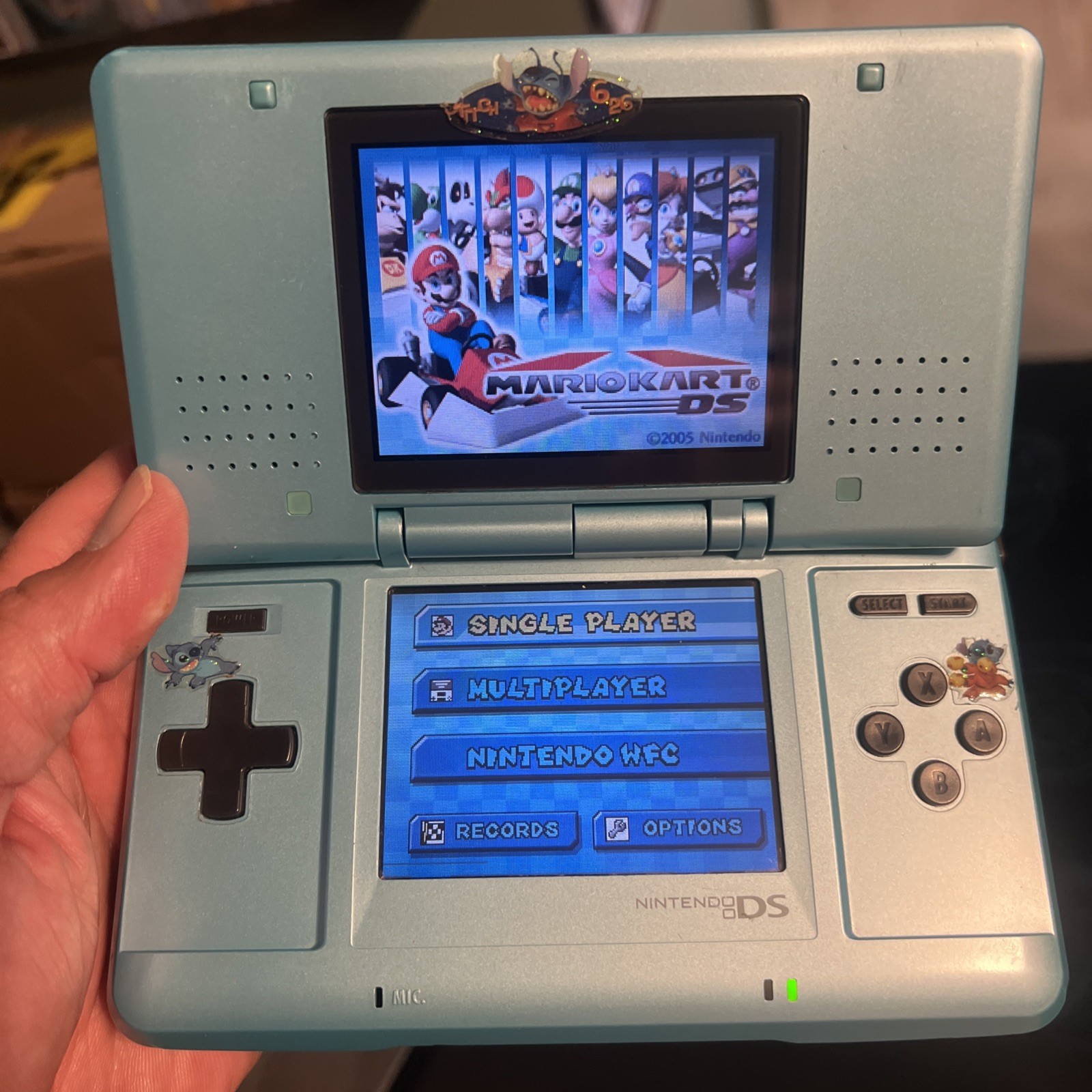 Nintendo DS Sky Blue Console Stylus.Backup New Battery.MARIO KART.Charger.MEP