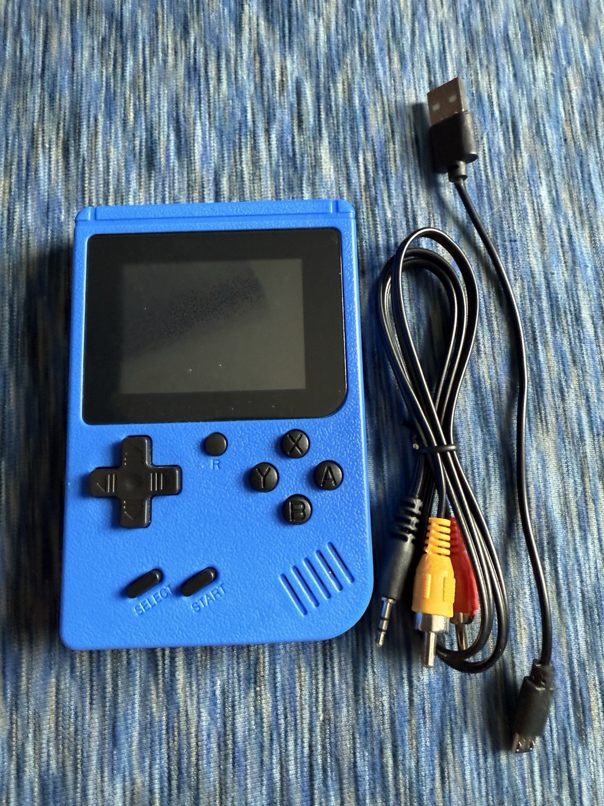 Blue Handheld Game Console 400-in-1 Classic Retro Games Includes Charging Cable