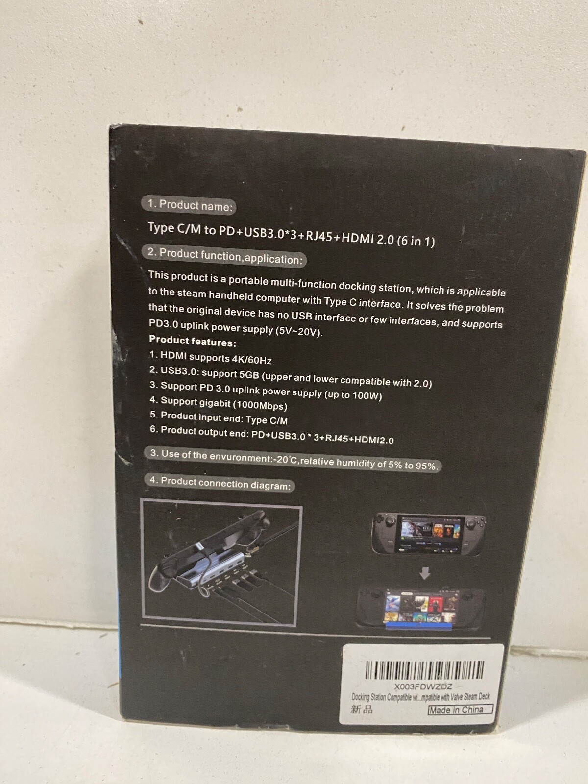 Steam Deck Docking Station 6 in 1 with HDMI 2.0 Model V258