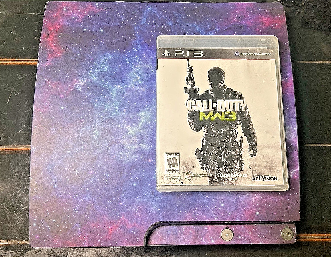 Sony PS3 Slim 160GB Custom Galaxy Skin Console Bundle