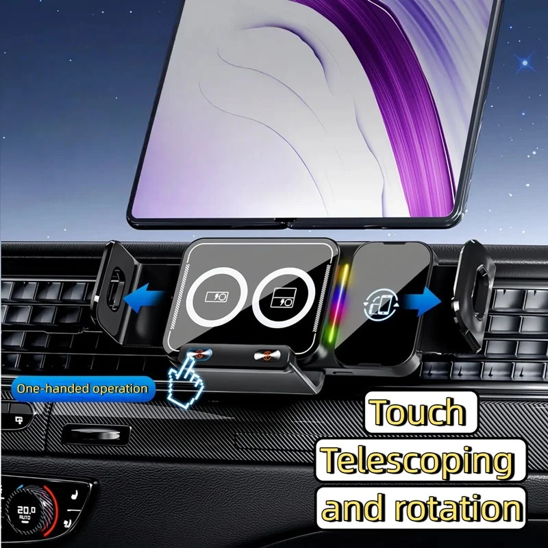 15W Universal Car Phone Wireless Charger Holder 90° Rotation Mount for Samsung G