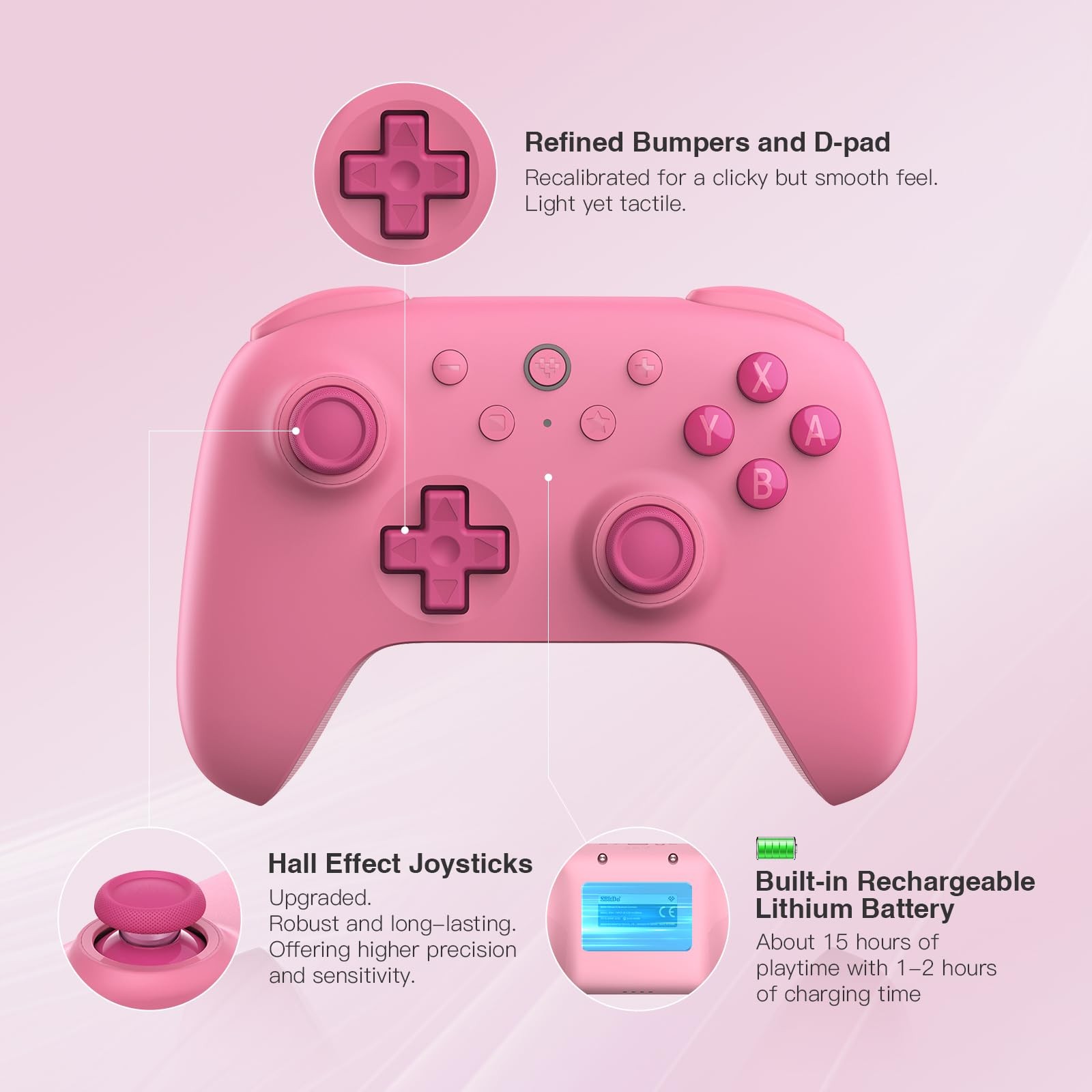 8Bitdo Ultimate 2C Bluetooth Controller (Hall Effect Joystick Update) – Pink