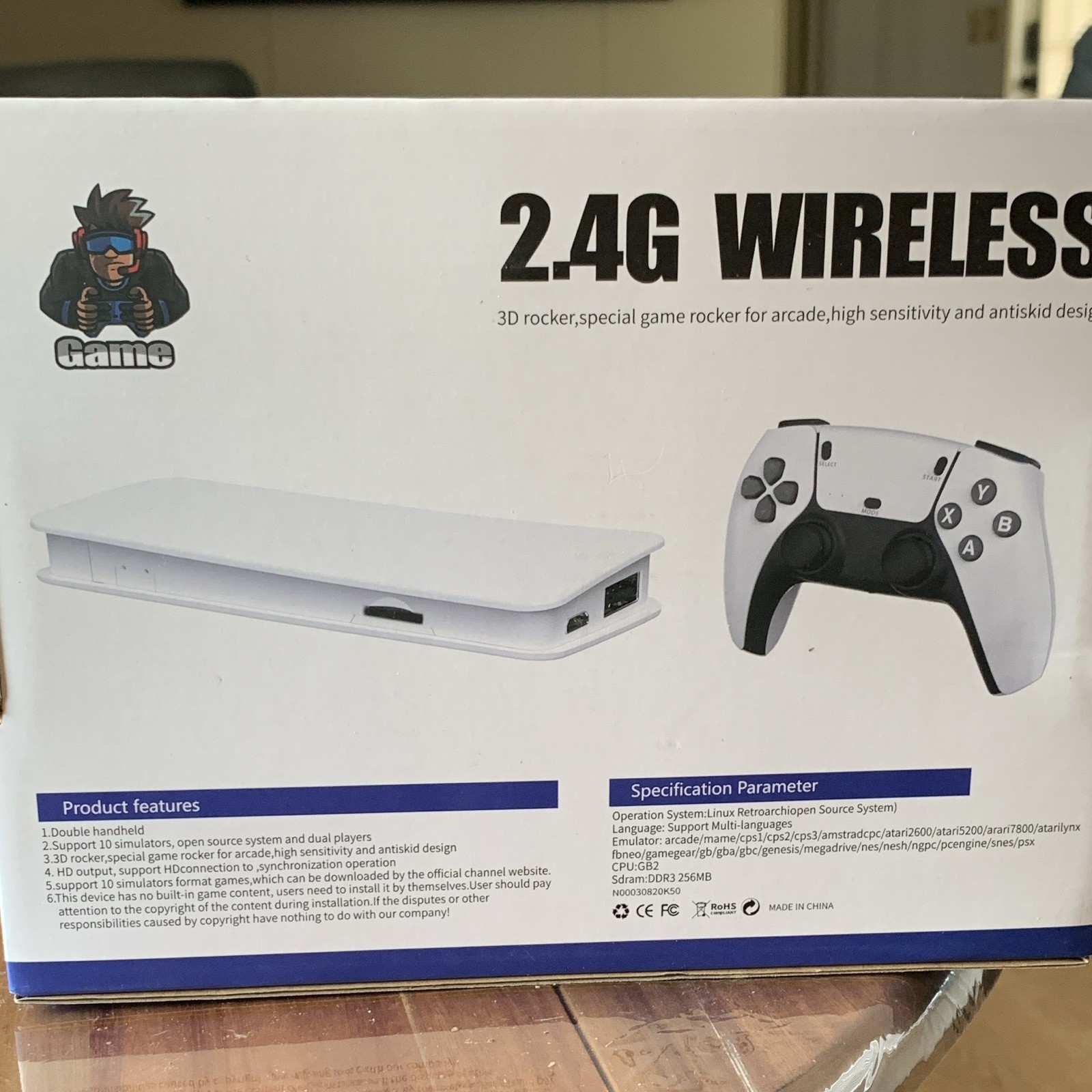 Game 2.4G Wireless Microconsole White Dual Controllers HDMI USB 256MB