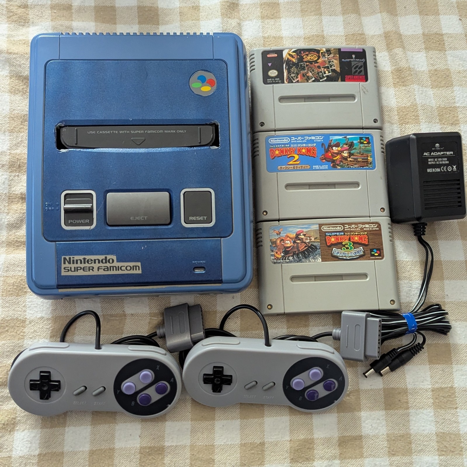 Super Famicom Console HVC-002 Nintendo Bundle Donkey Kong Country 2 & 3 TESTED