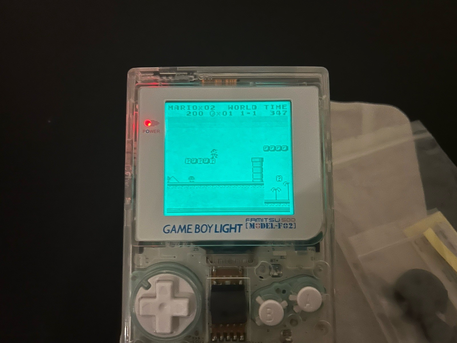 Nintendo GameBoy Light GBL Clear White + New Shell + Glass Lens