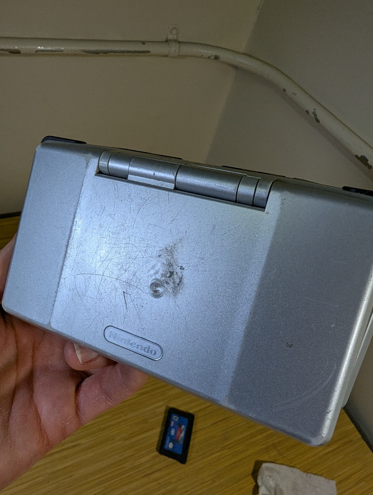 KAA Nintendo DS Silver Handheld Console NTR-001 No Power Cord Untested