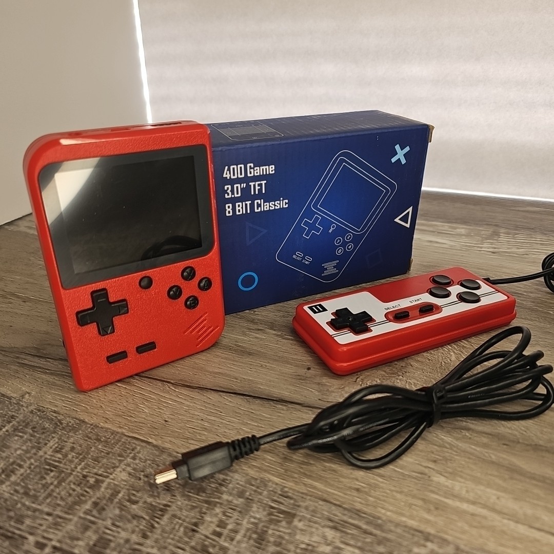 Red Retro Handheld Game Console for Kids 400 Classic Games Rechargeable Tv-Conne