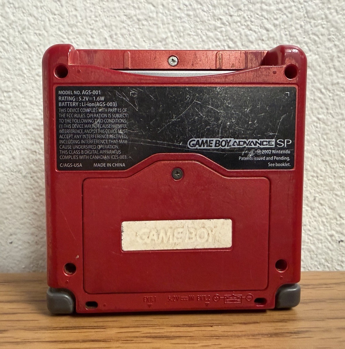 Nintendo Game Boy Advance SP Console (AGS-001) Flame Red Tested – No Charger