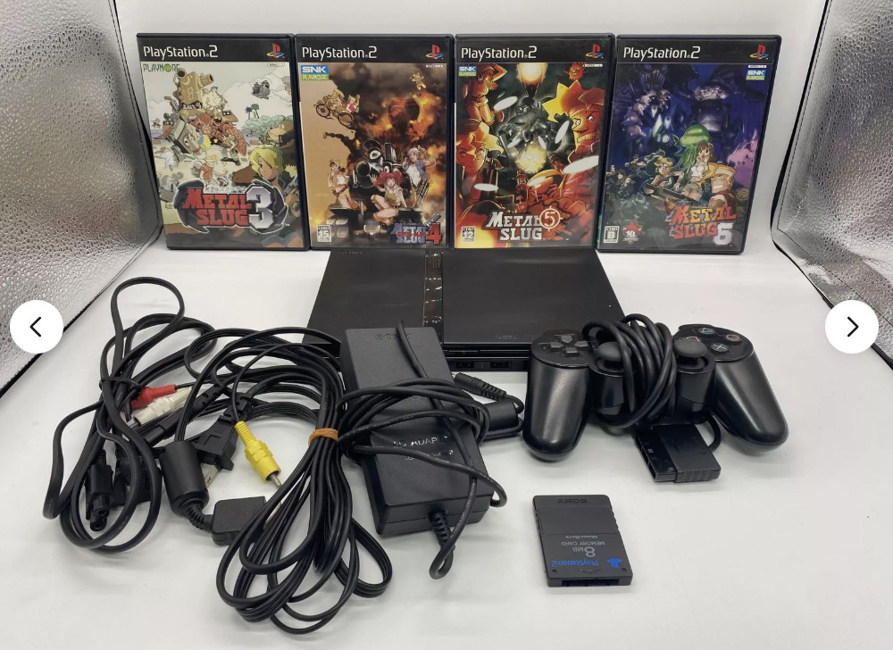 PS2 Playstation2 Console w/ Metal Slug series 4set Slim Black SCPH-70000