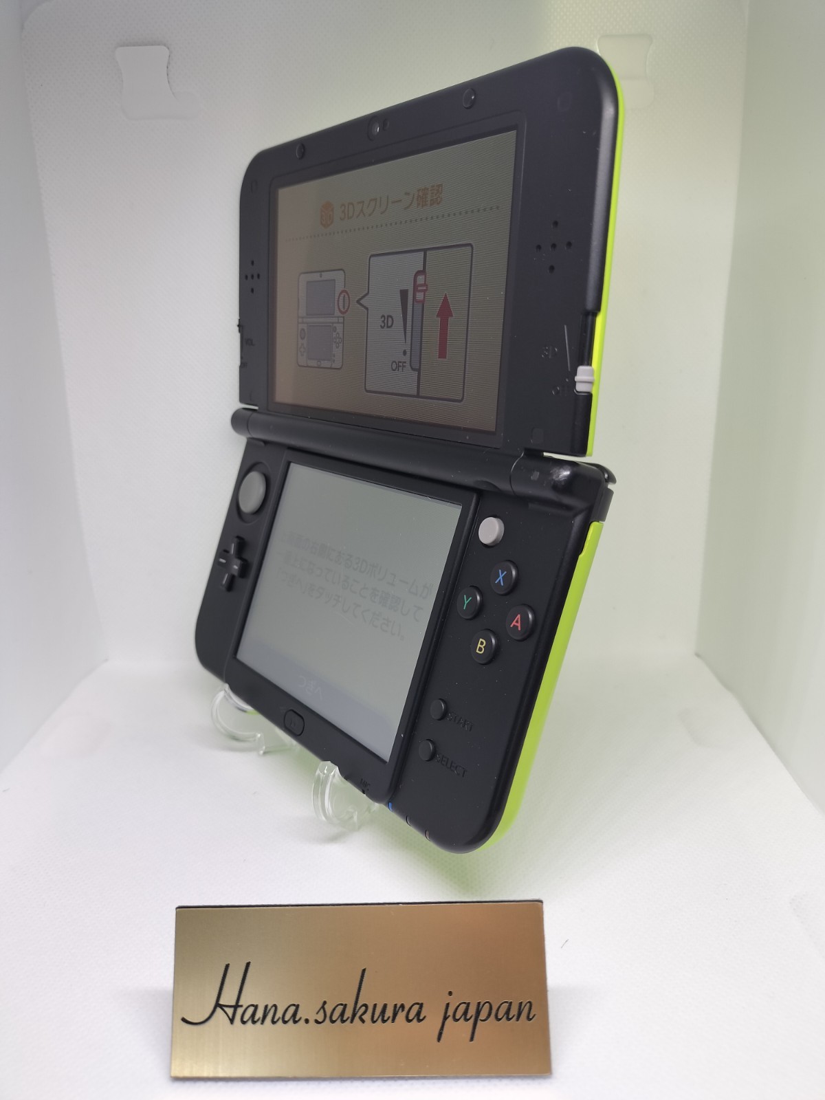 New Nintendo 3DS XL LL lime Black Console Stylus Rank B Japanese ver DS32
