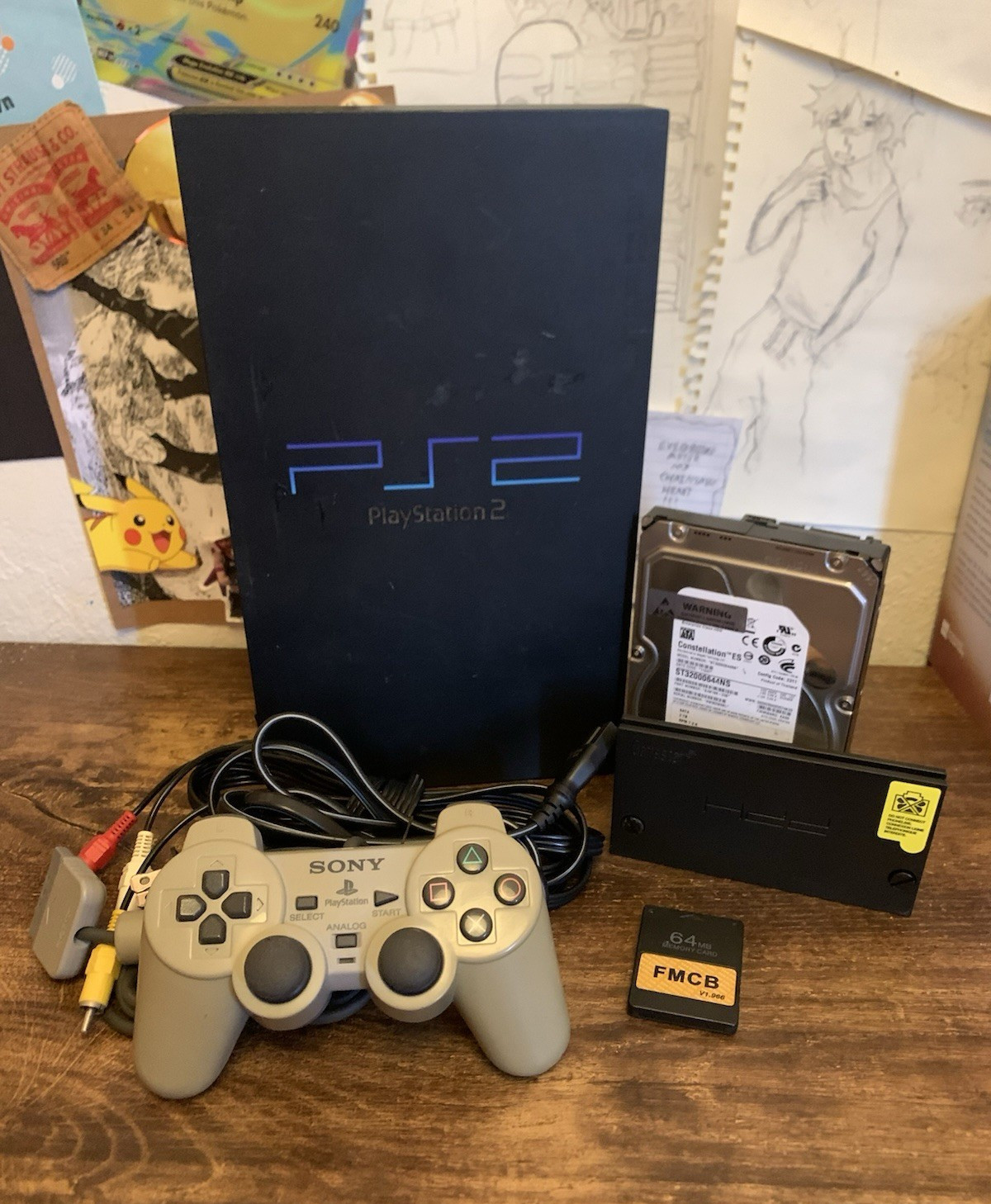 Sony PS2 SCPH-39001 Black Console w/ 2TB HDD (*DISC READER NOT WORKING*)