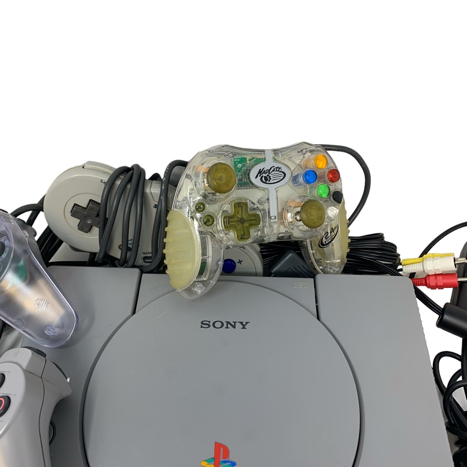 PlayStation System PS1 Bundle Cords 4 DualShock Controllers 2 Memory Cards