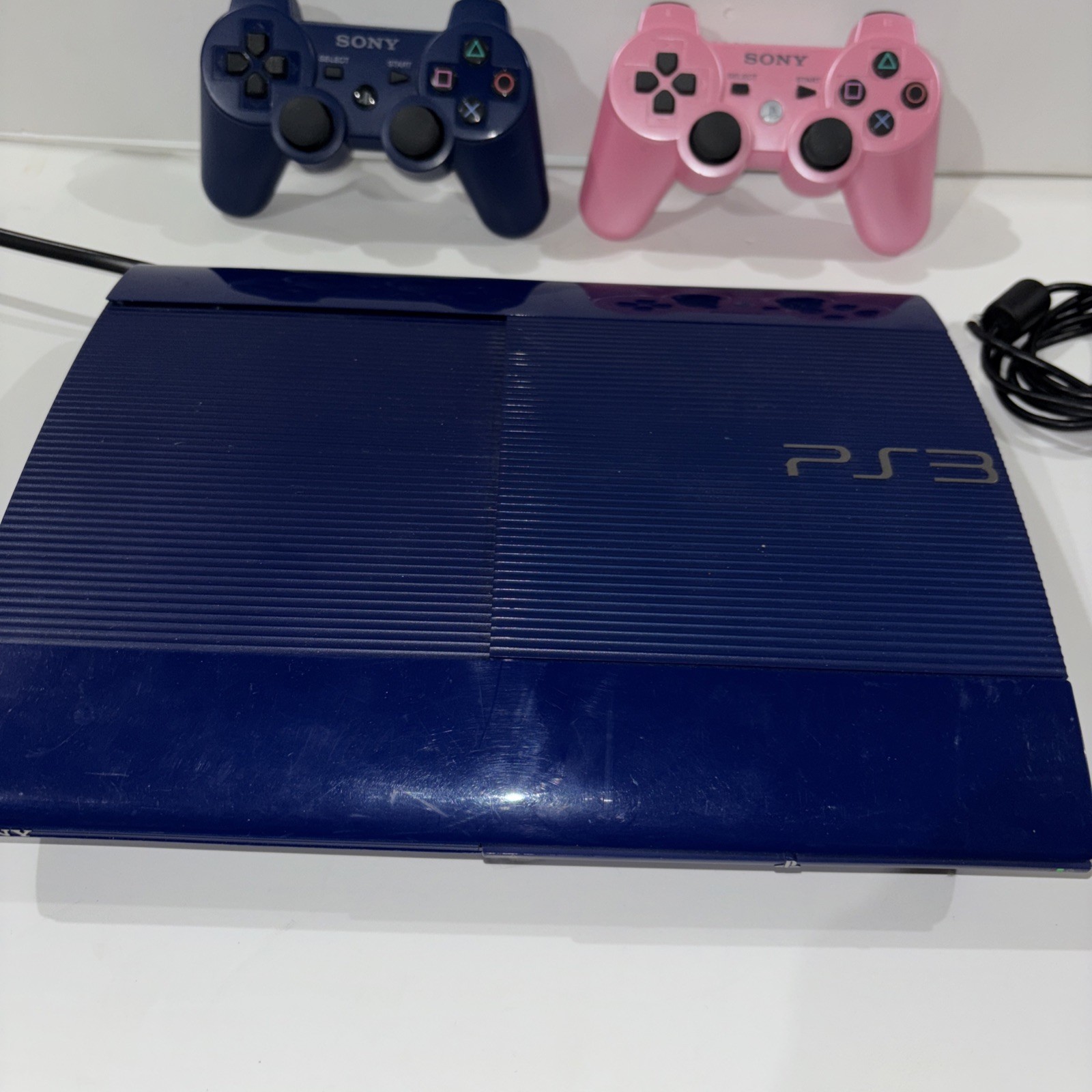 Sony PlayStation 3 Console PS3 Blue Console CECH-4201B Blue And Pearl Pink Cont.