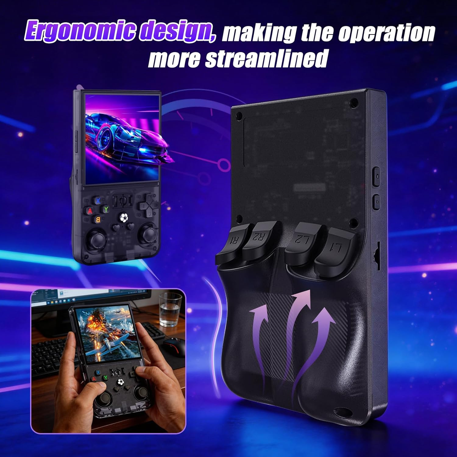 R36MAX Retro Handheld Game Console, Portable Hand Held Open Source Linux System,
