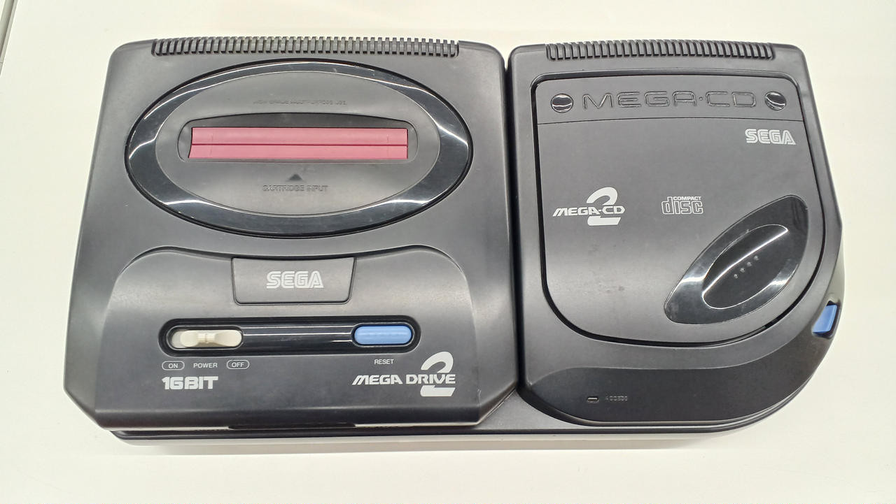SEGA Mega Drive 2 + Mega CD 2 Black Japan NTSC System Console Only Vintage Used
