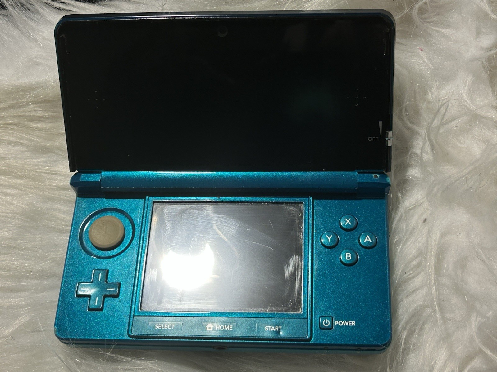 READ Nintendo US 3DS Aqua Blue For Parts/Repair Powers On