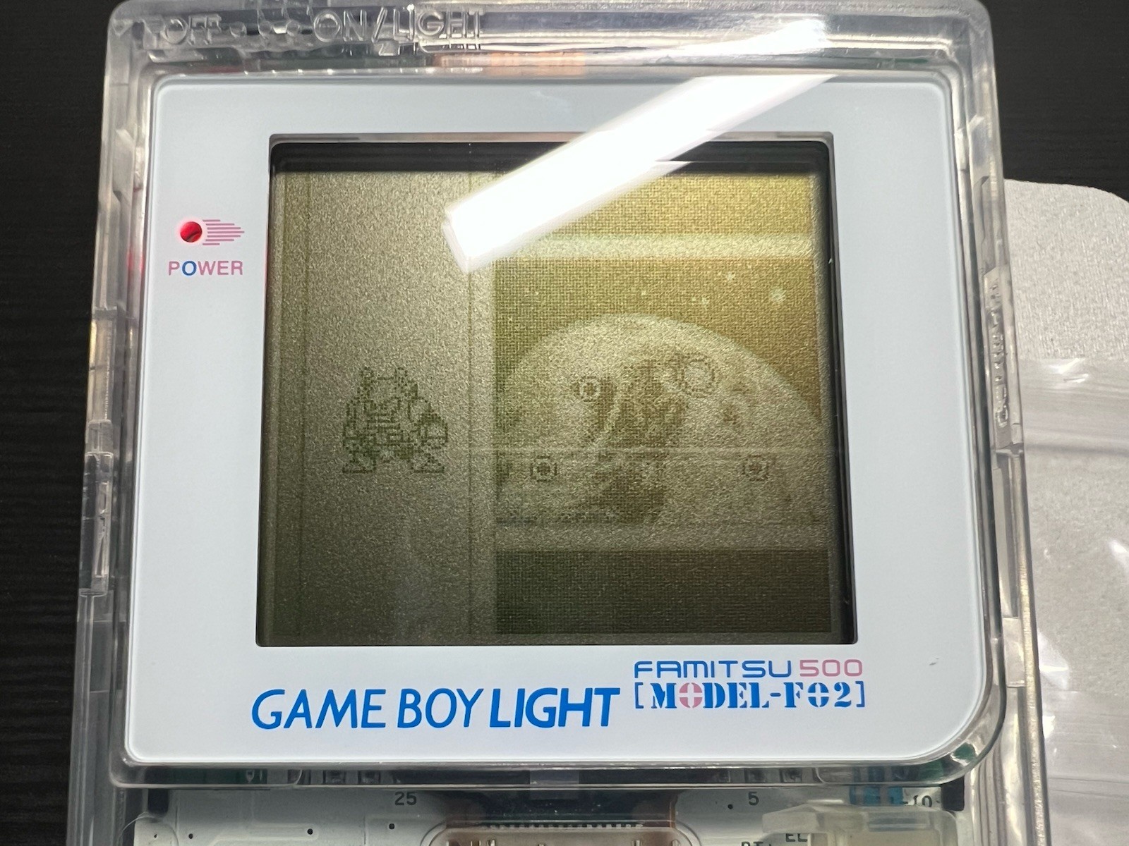 Nintendo GameBoy Light GBL Clear White + New Shell + Glass Lens