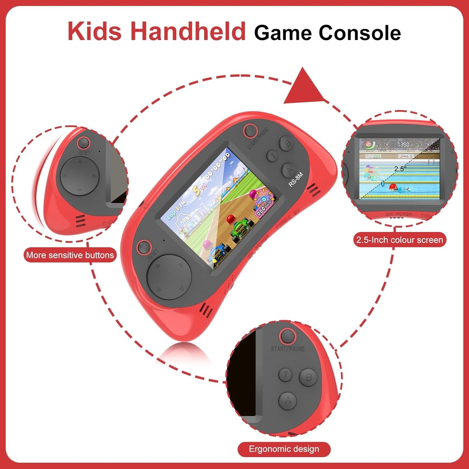 Children’s 220 Classic 16 Bit Portable Video Game – Perfect Travel Companion