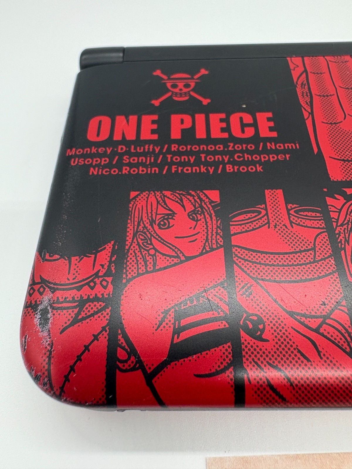3DS LL Luffy Red Console W/Stylus One Piece Unlimited World R, works good