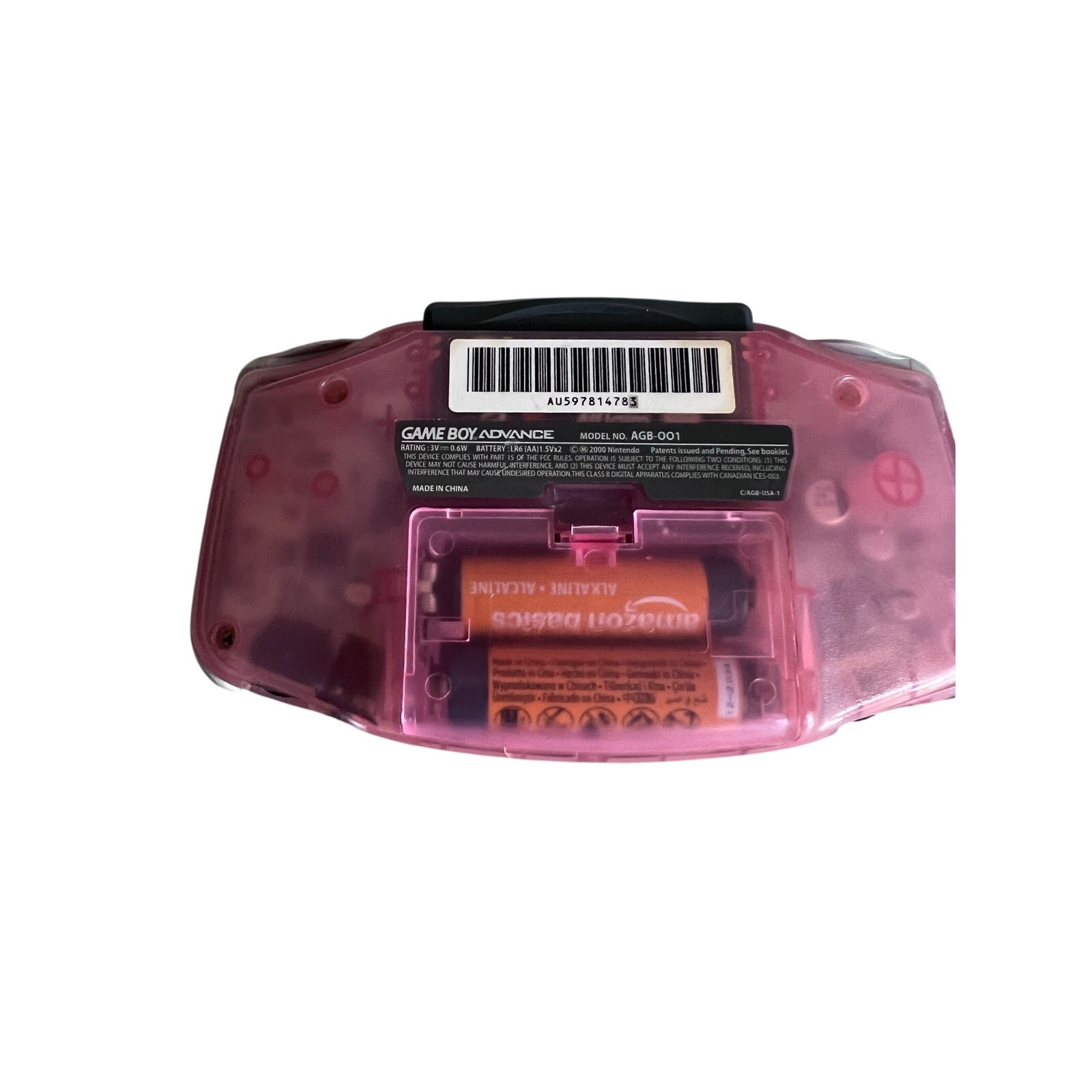 Nintendo Game Boy Advance GBA AGB-001 Clear Pink Console Tested Works