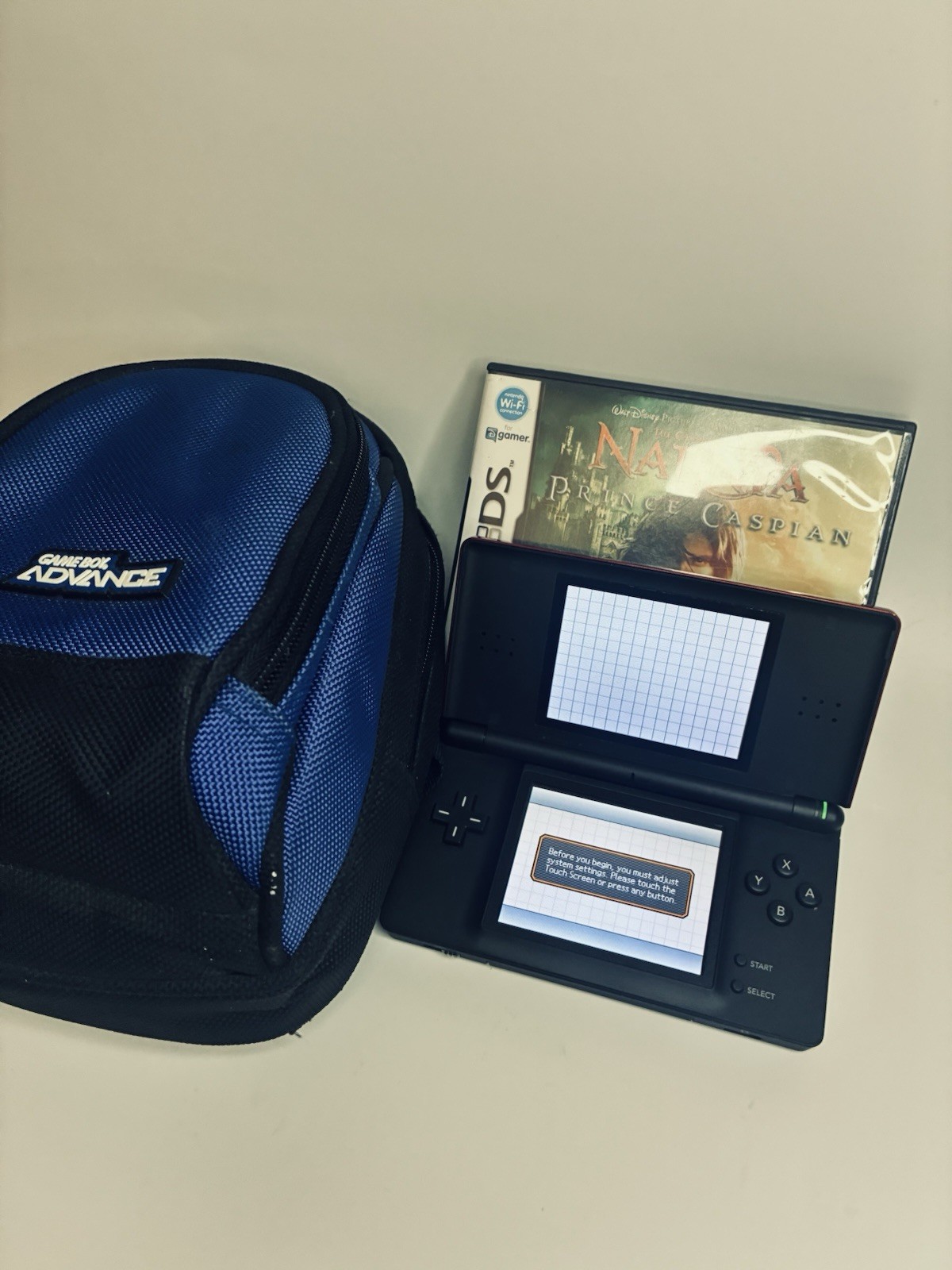 Nintendo DS Lite Crimson Handheld System – Red/Black EC W/ Game boy Bag & Game