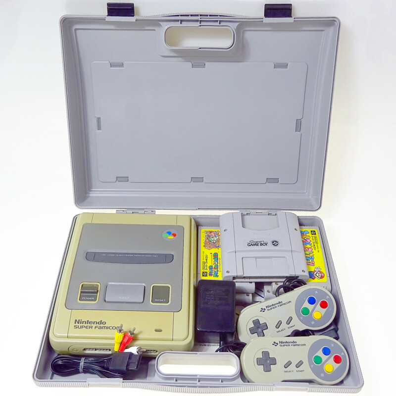 Nintendo Super Famicom Console System + 4Carts Bag Case Japan Import SFC NTSC-J