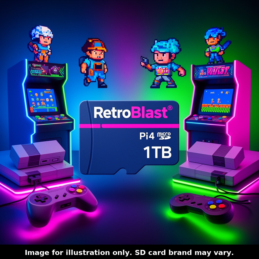 RetroBlast Standard NEW BUILD 1TB Raspberry Pi 4 Micro SD Card Plug & Play