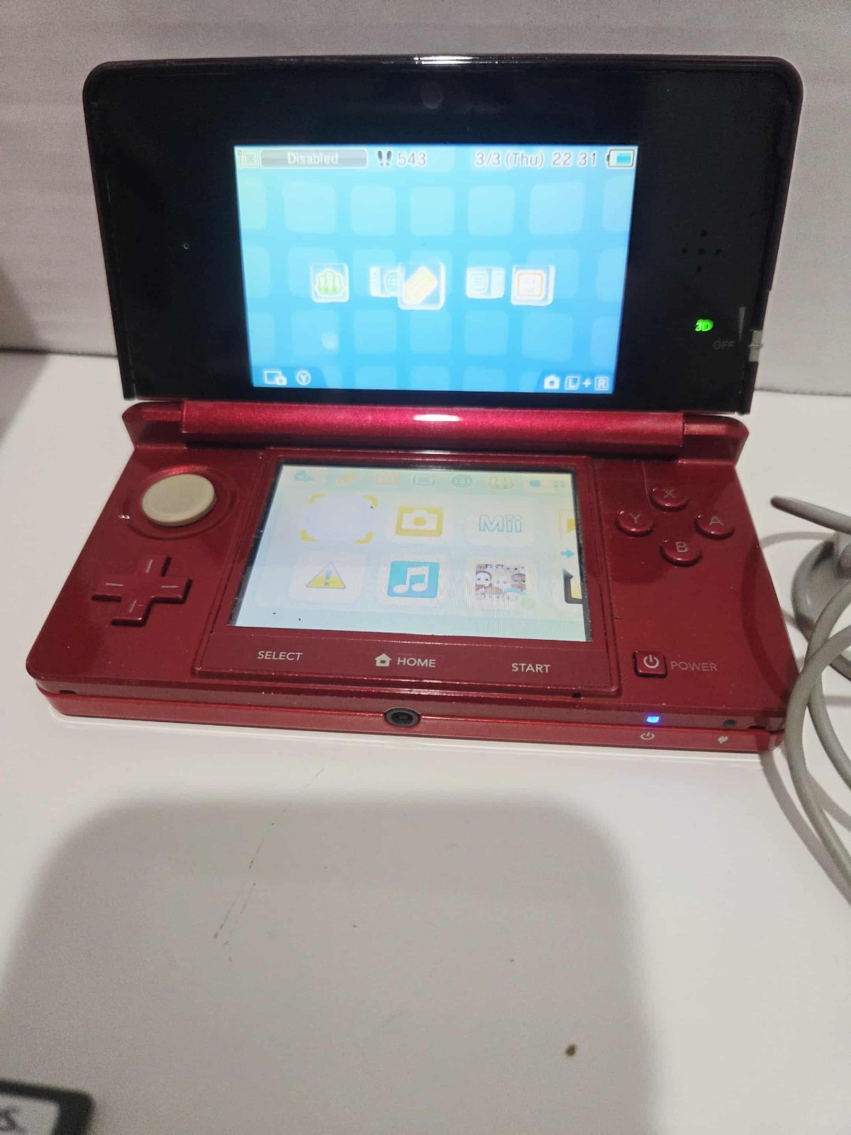 Nintendo 3DS Handheld System Flame Red w/ Charger & 6 Games – TESTED & WORKS