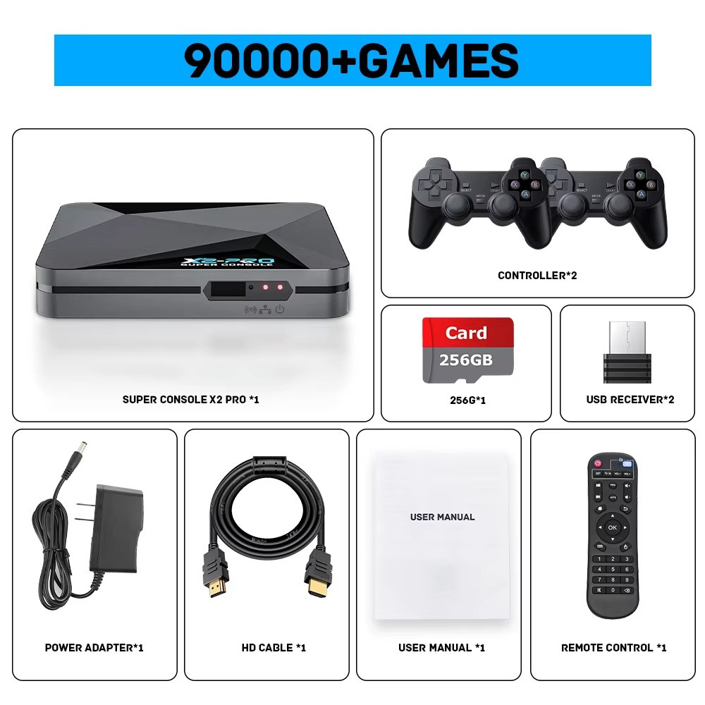 KINHANK Super Console X2 Pro Retro Game Console 4K HD 90000+ Games
