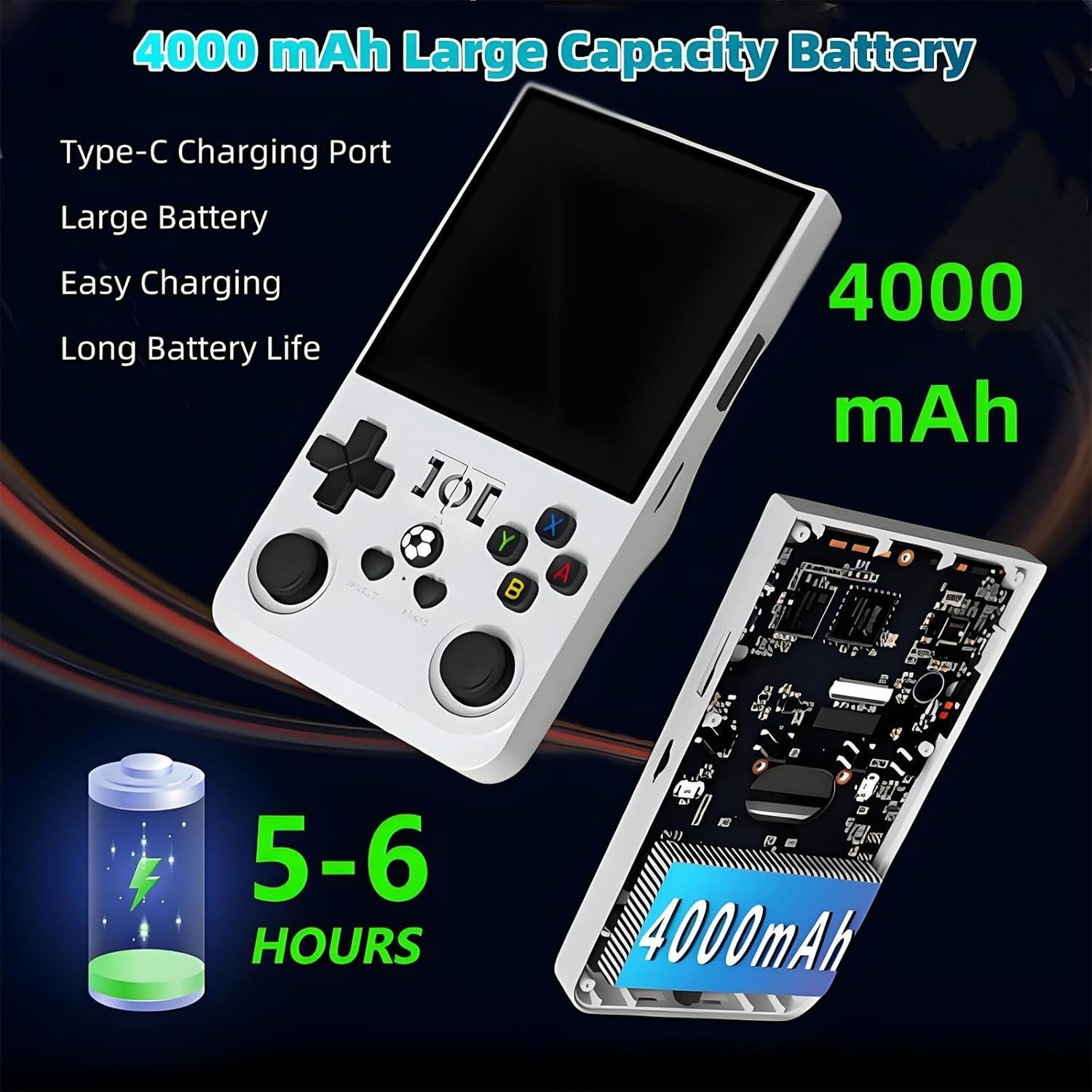 R36MAX Retro Handheld Game Console-4-inch HD IPS Screen, RK3326 1.5GHz Chip