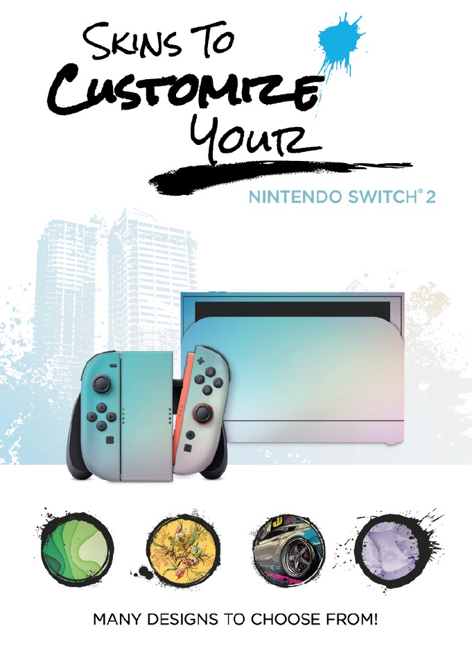 Nintendo Switch 2 Mario Kart Bundle, Joy Con Wheel, MightySkins Code