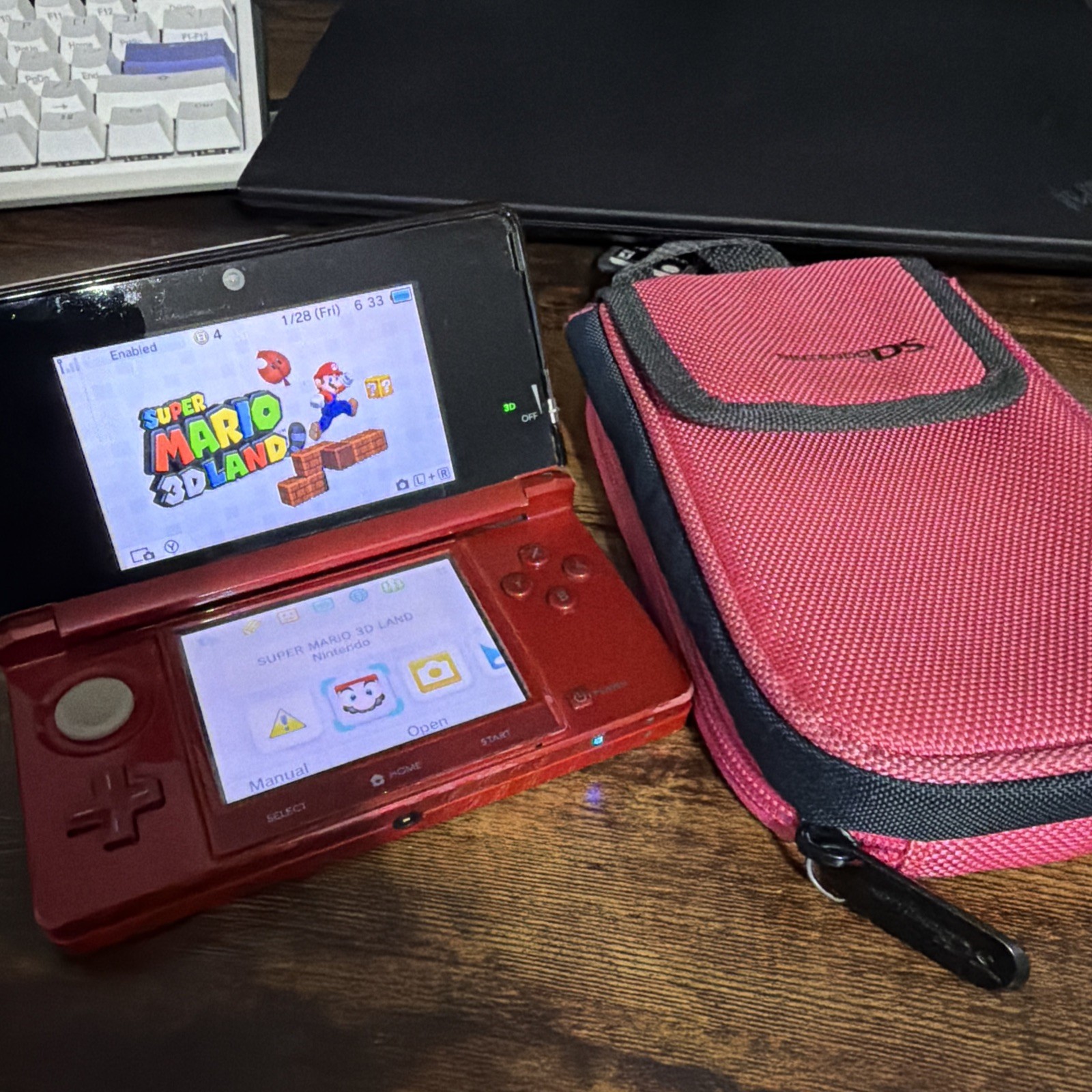 Nintendo 3DS Red Handheld Console with Case
