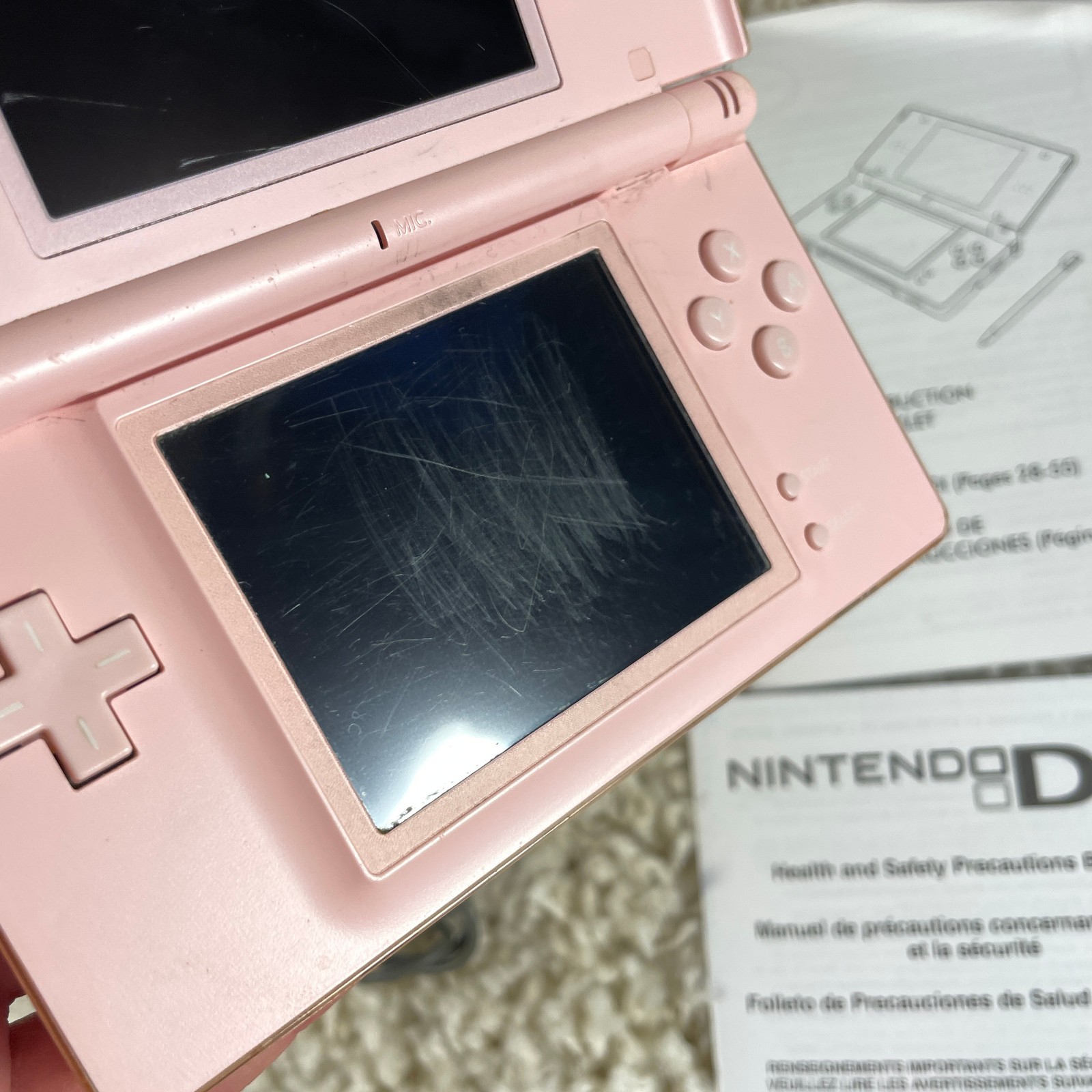 Nintendo DS Lite Coral Rose Pink Handheld System USG-001 Complete In Box CIB