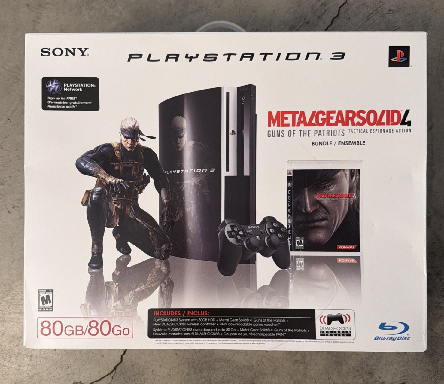 PlayStation 3 Metal Gear Solid 4 Guns of the Patriots 80GB Bundle Black New PS3