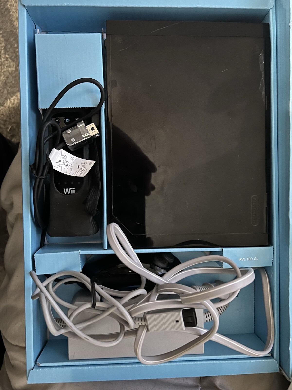 Black Nintendo Wii, Console, Controller, Connections And Original Box