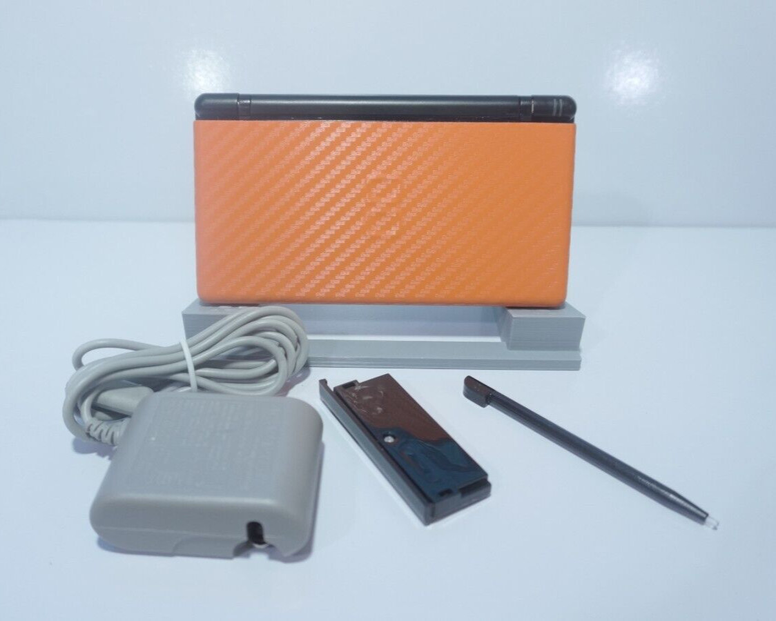 Nintendo DS Lite Carbon Fiber Orange and Black Handheld System with Charger
