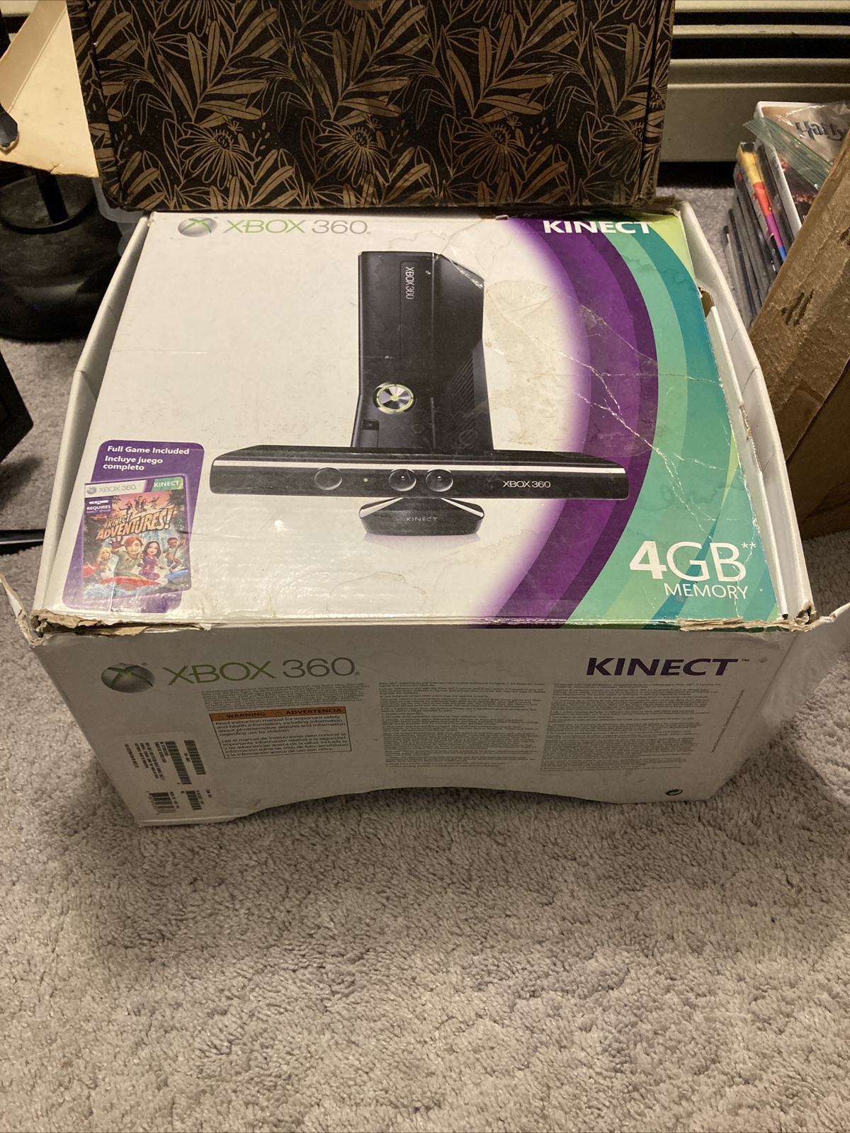 Microsoft Xbox 360 S 4GB Kinect Bundle (1439/1414) In Box With Game Tested