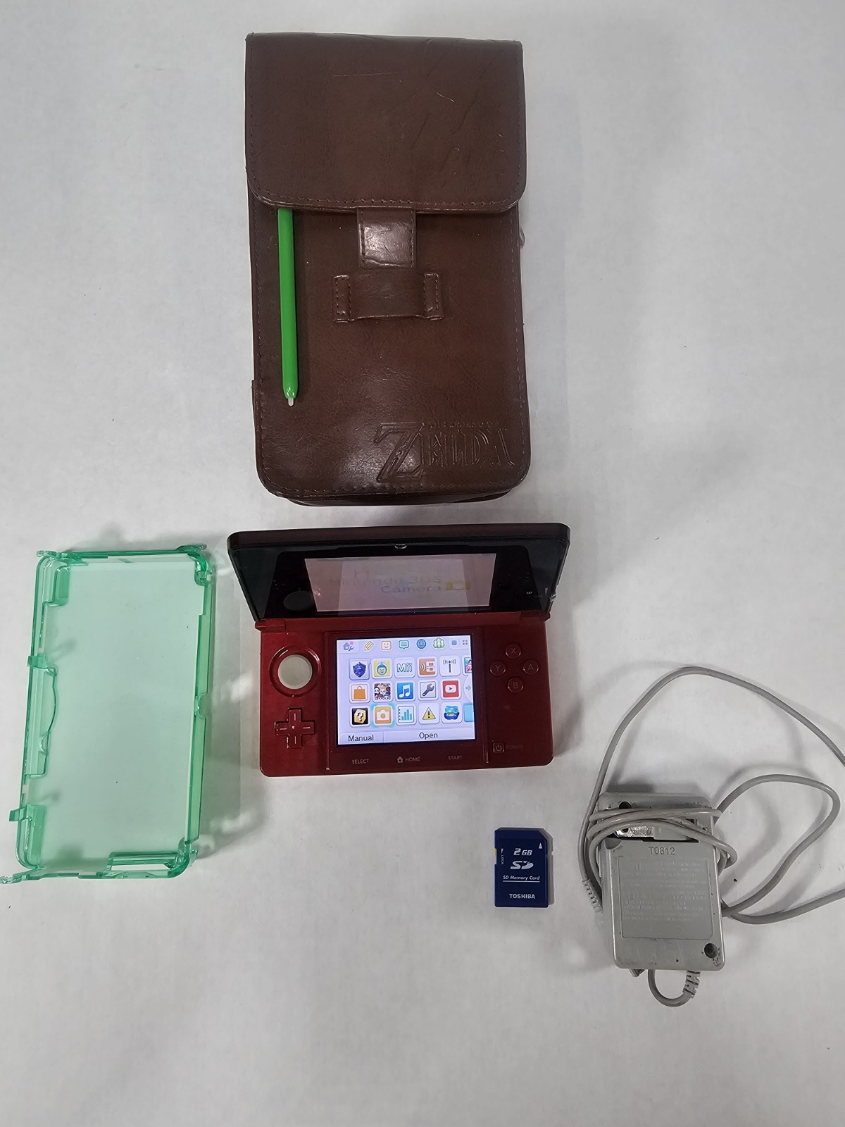 Nintendo 3DS Original CTR-001 Red Working Condition/Tested With Charger & Zelda